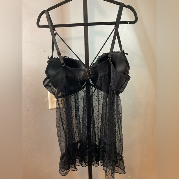 Swiss dot Babydoll Chemise W/ Bra - Picture 3 of 4